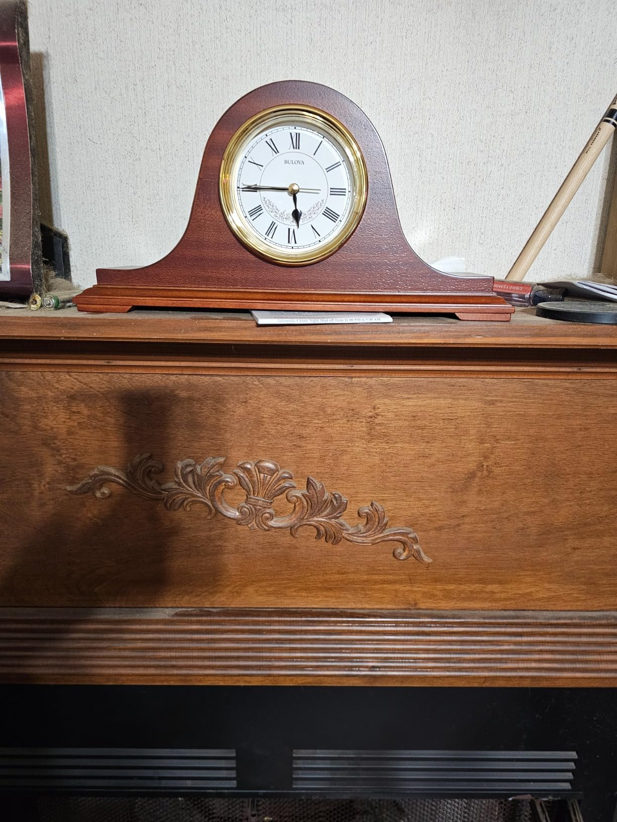 Bulova B1929 Bulova Annette I Chiming Mantel Clock, Model B1929 | Classic Mahogany Finish | Westminster Melody on the Hour | Battery Powered I Chiming Clock customer photo 1