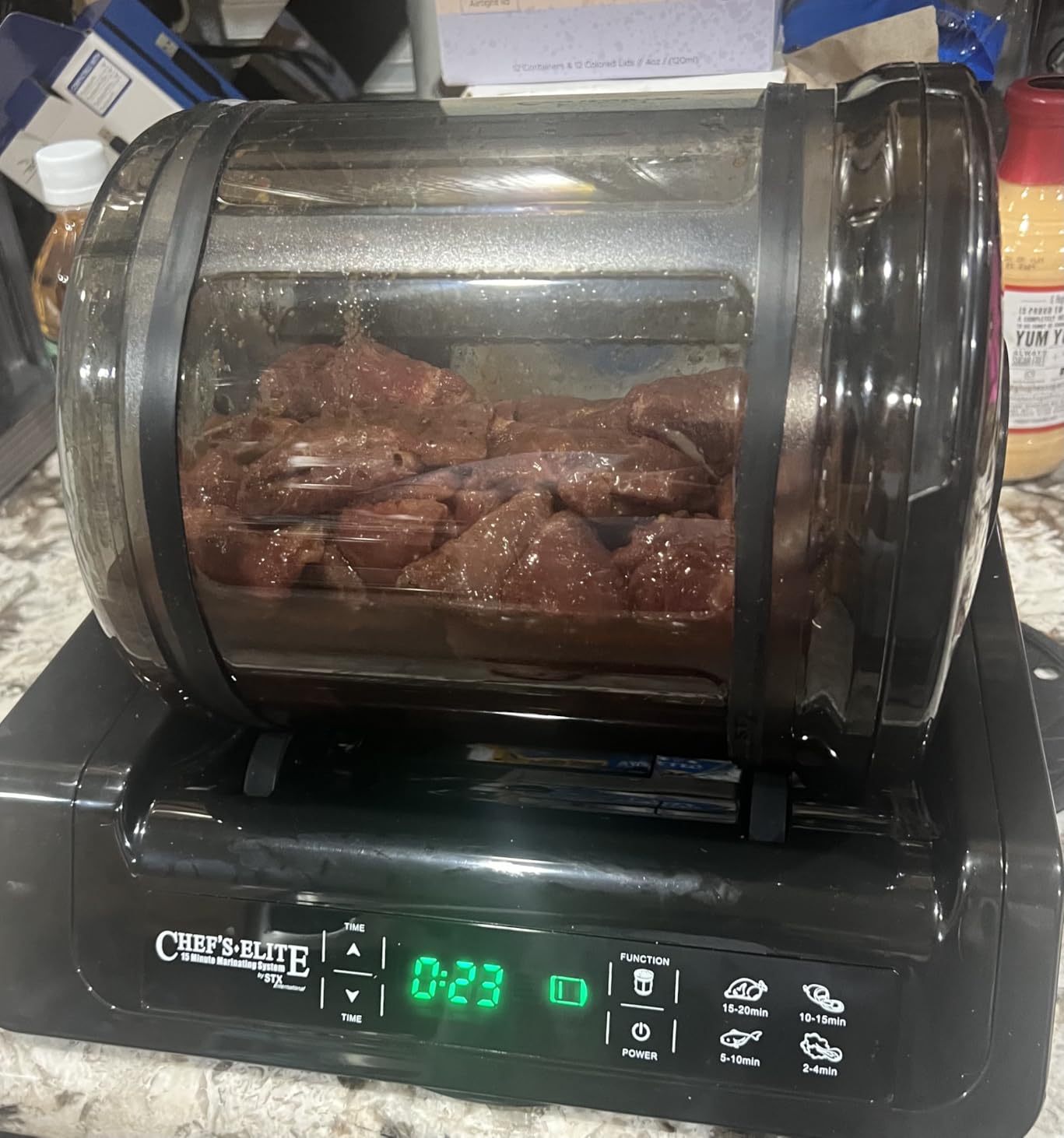 STX International Chef's Elite Vacuum Marinator & Tumbler | Marinate Meat & Vegetables in 15 Minutes | Adjustable Timer | Auto Shut-Off | Meat Tenderizer Included customer photo 1