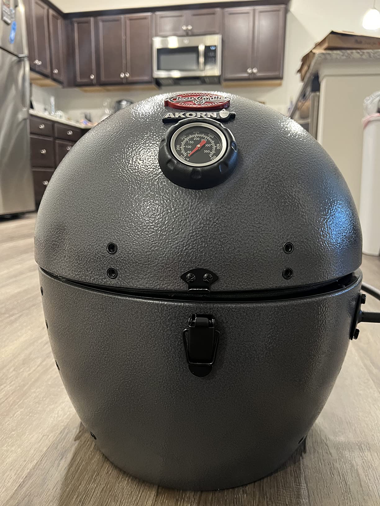 AKORN Jr. Portable Kamado Charcoal Grill and Smoker with Cast Iron Grates and Locking Lid with 155 Cooking Square Inches in Ash, Model E86714 customer photo 1