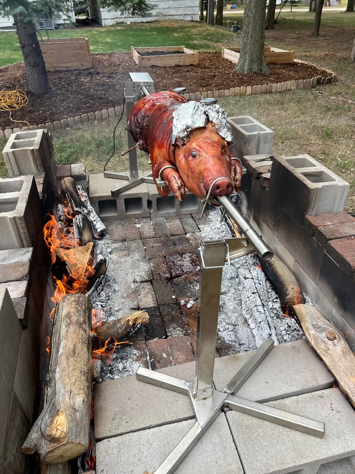 SPITJACK Whole Hog and Lamb Rotisserie Kit, 72 in Spit, 120W Motor | Pig, whole hog, and lamb BBQ spit roaster with stainless trussing hardware for portable charcoal barbecue and outdoor fire customer photo 1