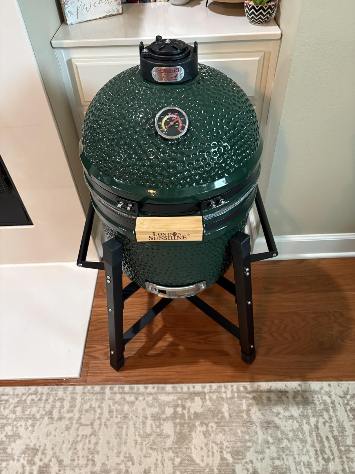 London Sunshine Ceramic Kamado Charcoal BBQ Grill and Smoker, Stainless Steel Grates - 15