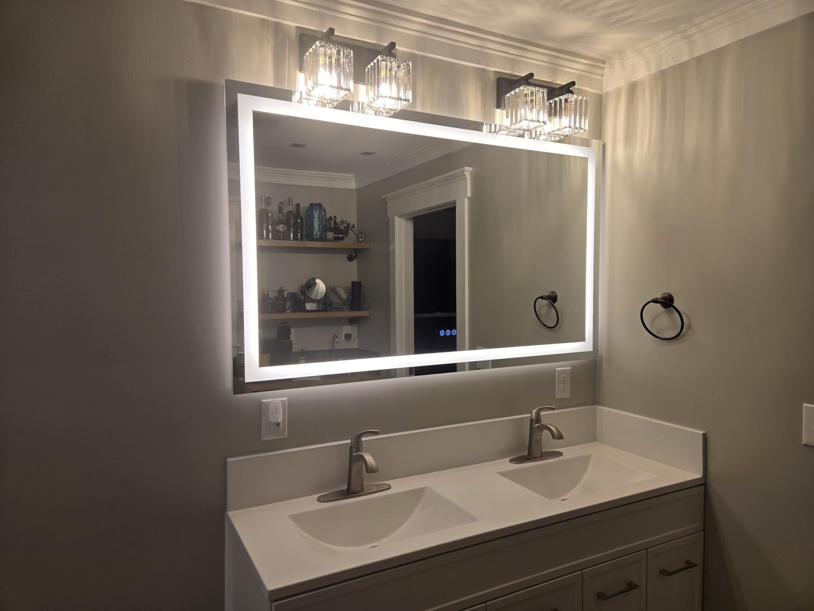 60x36 LED Bathroom Mirror with Lights, Lighted Vanity Mirror | Backlit and Front Light, Anti-Fog, 3 Color Dimmable, Memory, Tempered Glass, IP54 Waterproof, UL Listed customer photo 2