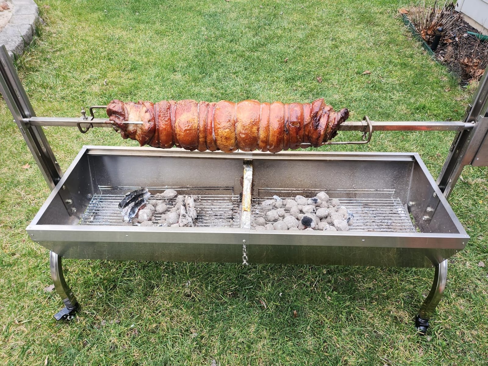 DEWOSEN 50W Rotisserie Grill Roaster 51 Inch BBQ Outdoor Small Pig Lamb Rotisserie Roaster 132LBS/60KG Stainless Steel Charcoal Spit Rotisserie Roaster Grill Great for Camping Outdoor Barbecue customer photo 1