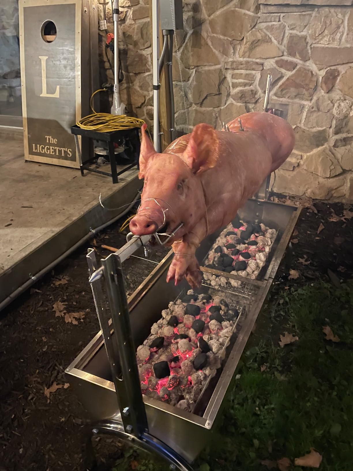 DEWOSEN 50W Rotisserie Grill Roaster 51 Inch BBQ Outdoor Small Pig Lamb Rotisserie Roaster 132LBS/60KG Stainless Steel Charcoal Spit Rotisserie Roaster Grill Great for Camping Outdoor Barbecue customer photo 2