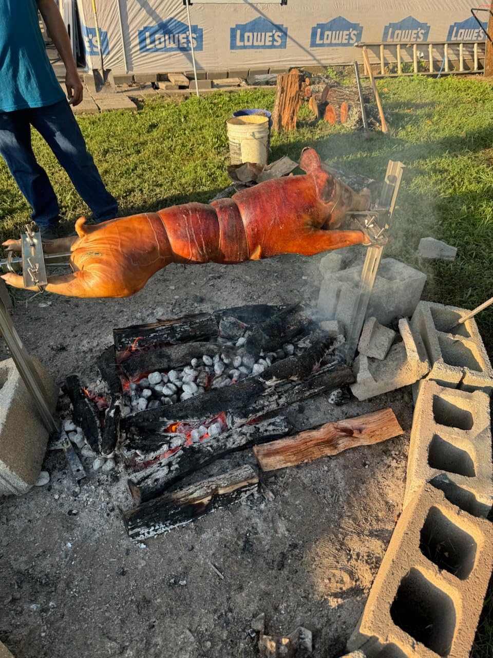 BBQ Grill Rotisserie Kit Up to 220lb Pig Spit Rotisserie Grill Roaster Heavy Duty for Pig Rotisserie Hog Lamb Outdoor Party Campfire Barbecue customer photo 2