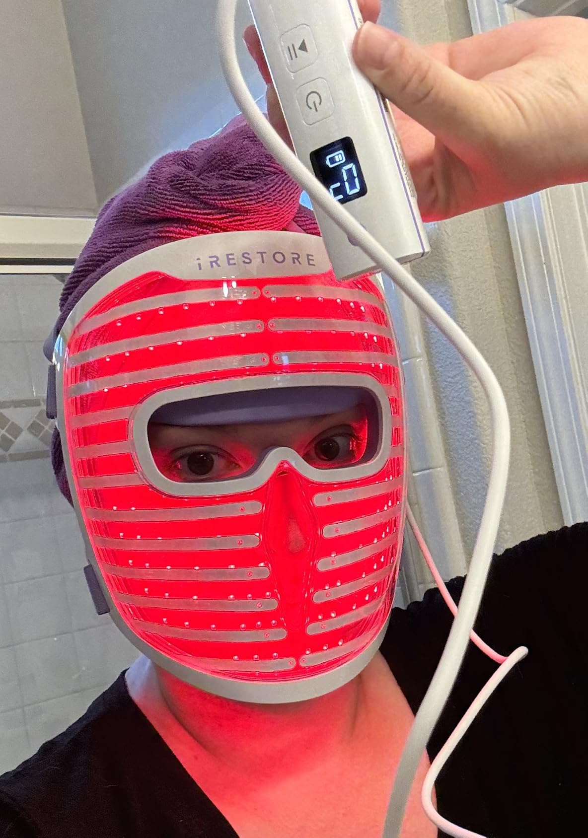 iRestore LED Face Mask for Youthful Skin, Red Light Therapy for Face, Red, Blue & Infrared Therapy for Wrinkles, Fine Lines, Dark Spots with 360 LEDs, Skincare Device for Women & Men customer photo 2