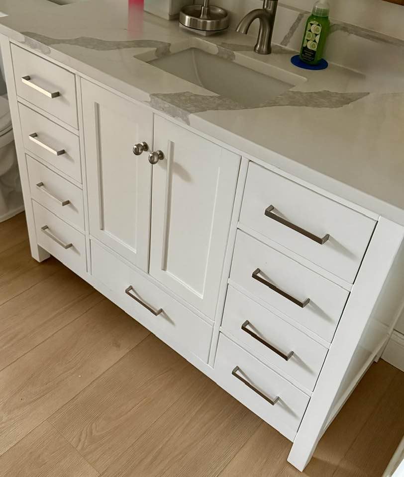 ARIEL Cambridge 72-inch Bathroom Vanity Base Cabinet, Solid Wood, 4 Soft Closing Doors, 6 Dovetail Drawers, White Oak customer photo 2