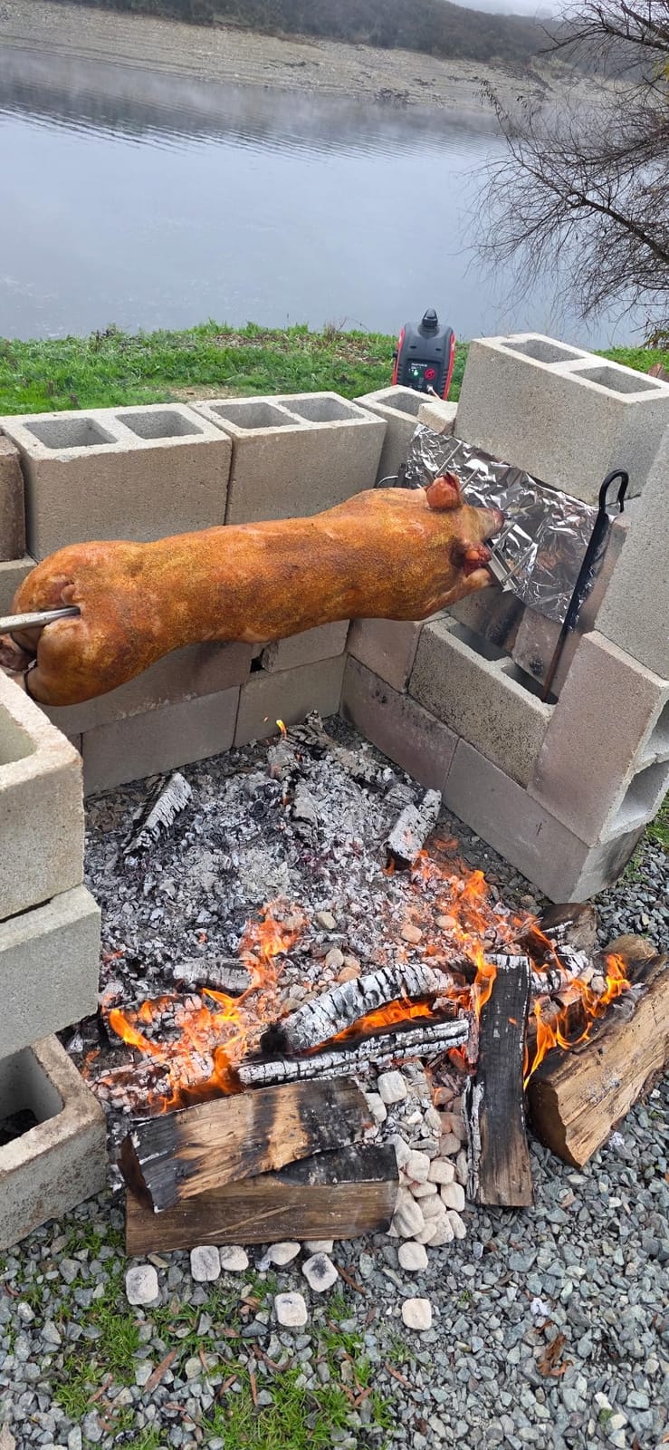 Kendane Electric Rotisserie Grill Kit, 90LBS Pig Spit Rotisserie | Stainless Steel Tripod Stand, 52' Pig Lamb Hooded Roaster, Charcoal Spit with 15W Motor & Height Adjustable for Camping customer photo 1
