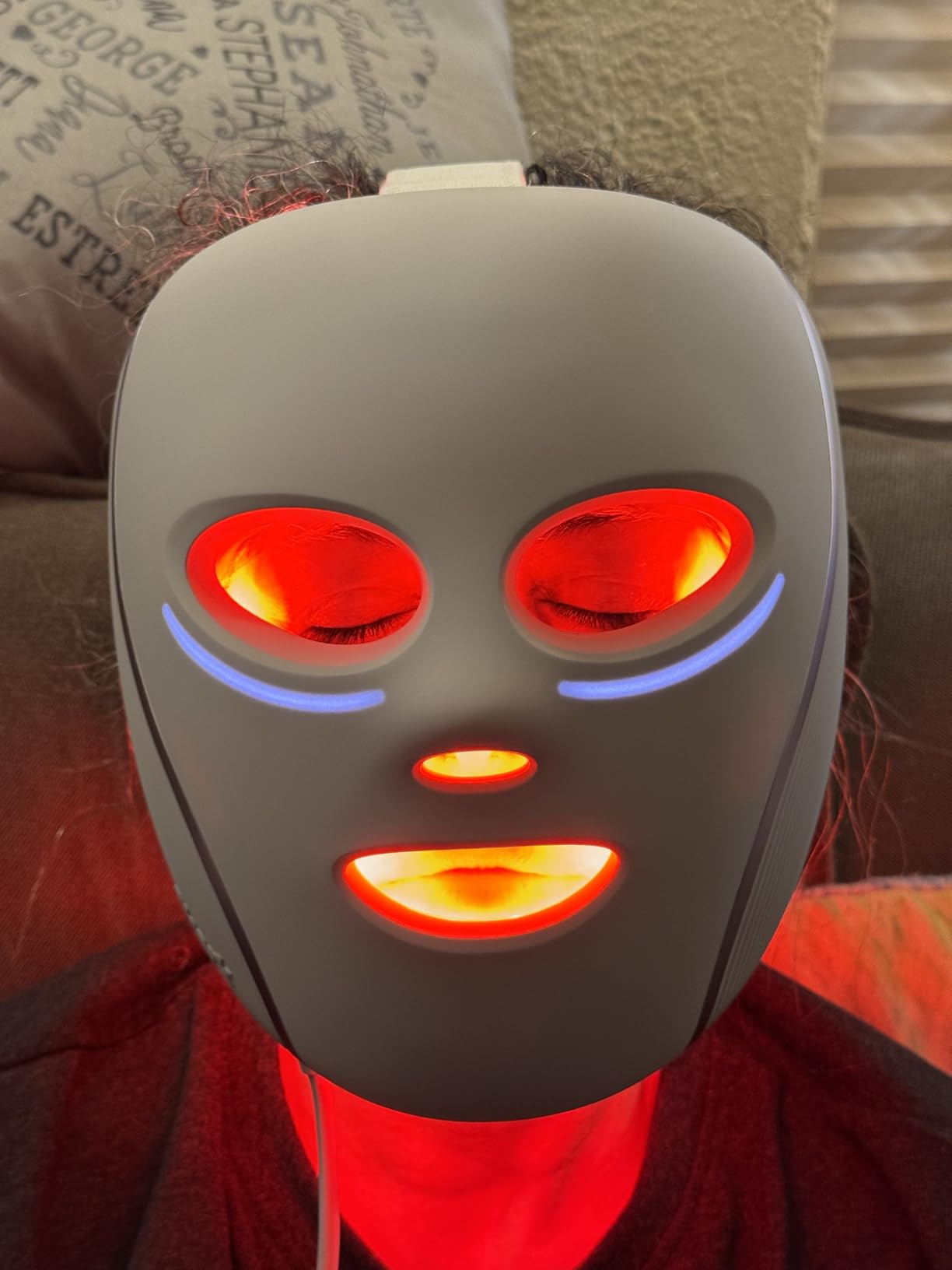 Shark CryoGlow LED Face Mask, Red Light Therapy, Under-Eye Cooling, FW312 | Red, Blue & Deep Infrared Light, Skincare Device for Fine Lines & Acne, Clinically Tested & FDA-Cleared, 4 Modes, Blue Frost customer photo 1