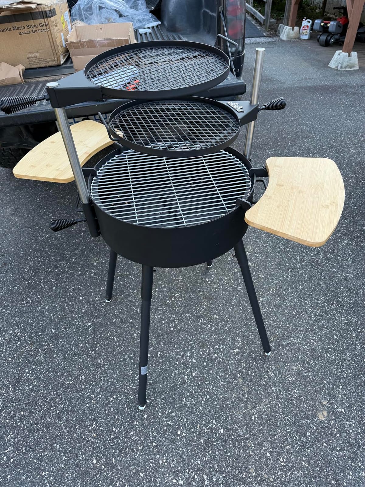 BIG HORN Santa Maria Grill, Portable Argentinian Parrilla with Adjustable Height & 360 Rotating Grates, Charcoal Open Fire BBQ Grill with Rotisserie for Camping, Patio & Backyard customer photo 1