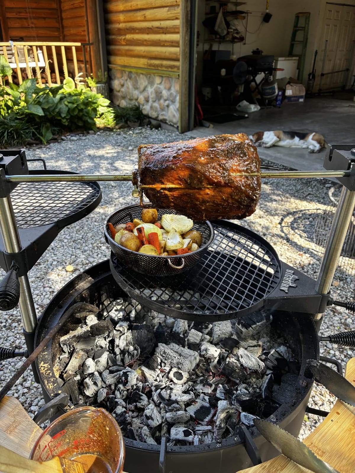 BIG HORN Santa Maria Grill, Portable Argentinian Parrilla with Adjustable Height & 360 Rotating Grates, Charcoal Open Fire BBQ Grill with Rotisserie for Camping, Patio & Backyard customer photo 2