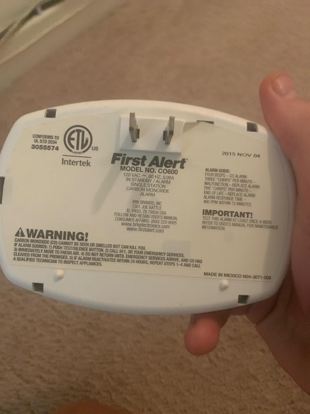 First Alert Plug in Carbon Monoxide Alarm customer photo 1
