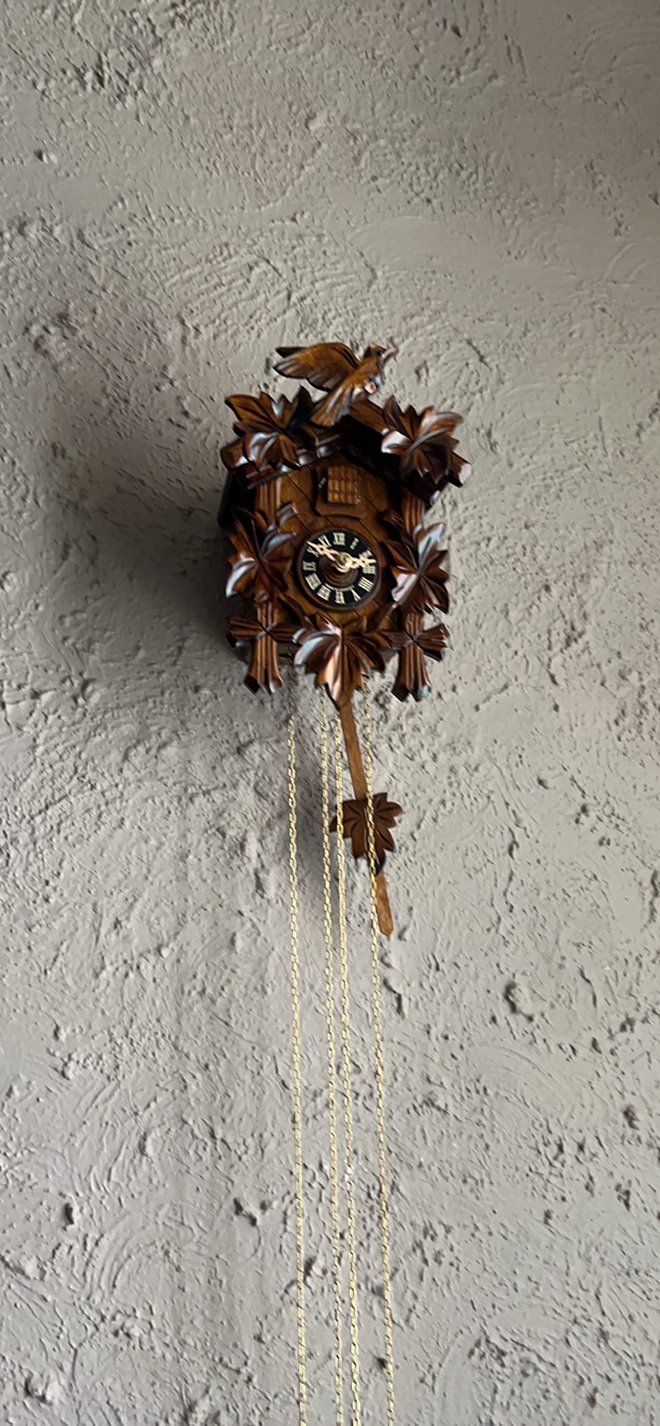 One Day Hand-Carved Cuckoo Clock with Five Maple Leaves & One Bird - 9 Inches Tall - Model # 11-09 customer photo 1