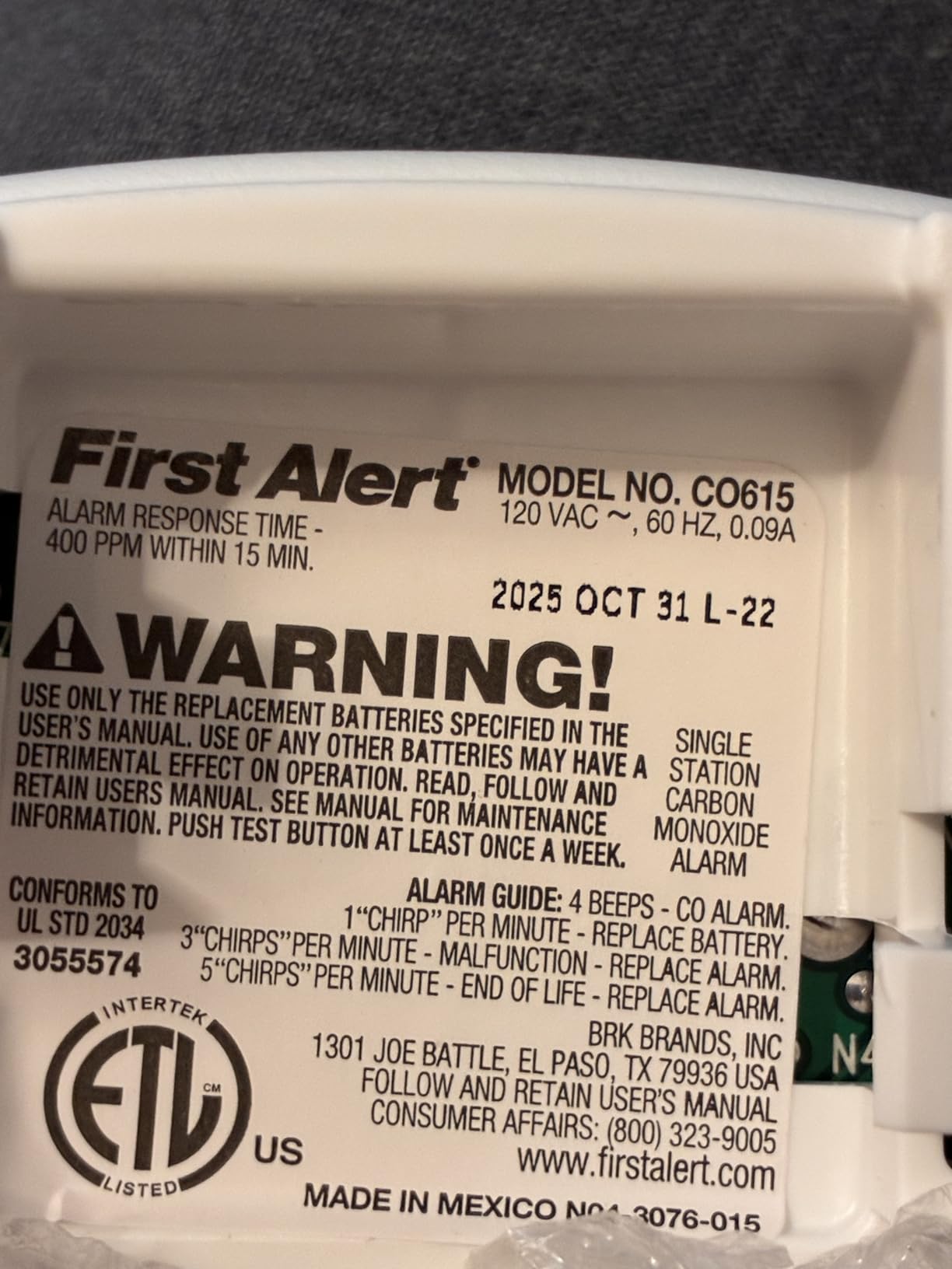 First Alert Plug in Carbon Monoxide Alarm with Digital Display customer photo 1