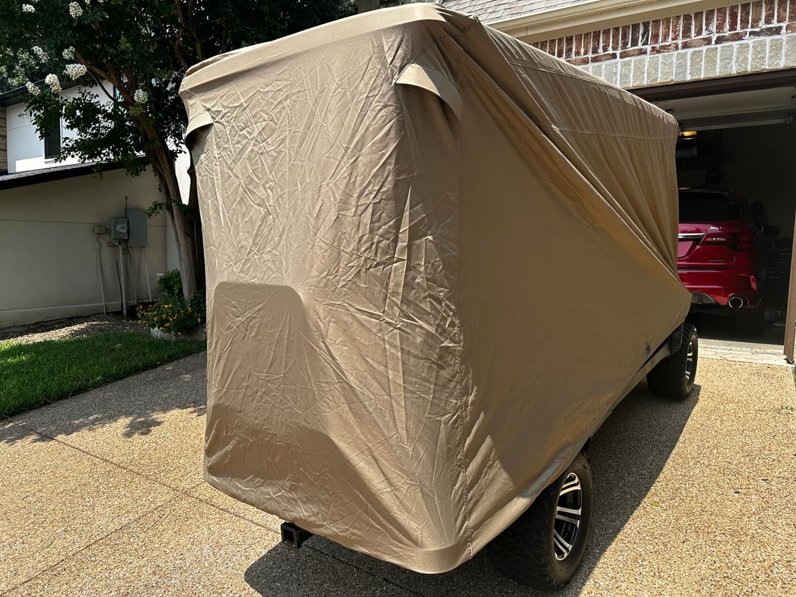 Formosa Covers Deluxe 2 Passenger Golf Cart Cover | Heavy Duty Waterproof Outdoor Storage Cover for EZGO, Club Car, Yamaha, Also fits Organic Transit's Elf - Taupe customer photo 2