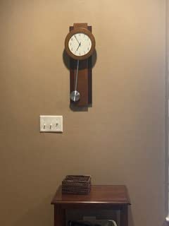 Bulova C3383 Avent Wall Clock | Two-Tone Wooden Case with Slow-Swing Pendulum | Arabic Numerals | Personalization Plate | 23.5