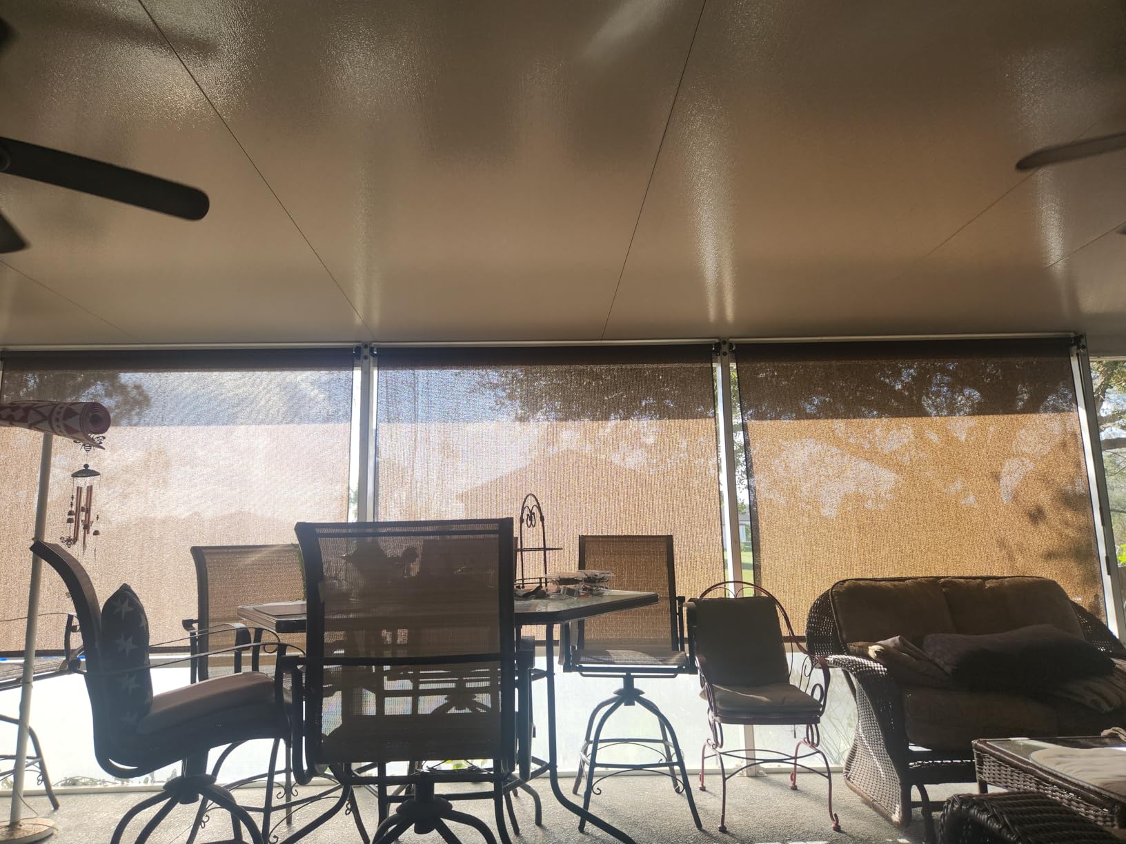 Coolaroo Outdoor Roller Shade with Wand - 95% UV Block Breathable Light Filtering Shade for Patio or Porch, Fade-Resistant, Easy-Clean Fabric, 8ft x 8ft, Pebble customer photo 2
