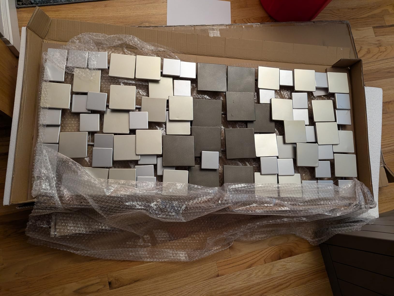 SEI Furniture Wavson Wall Sculpture, Geometric 3D Design, Unique Mounting Wall Art, Silver, 47.00