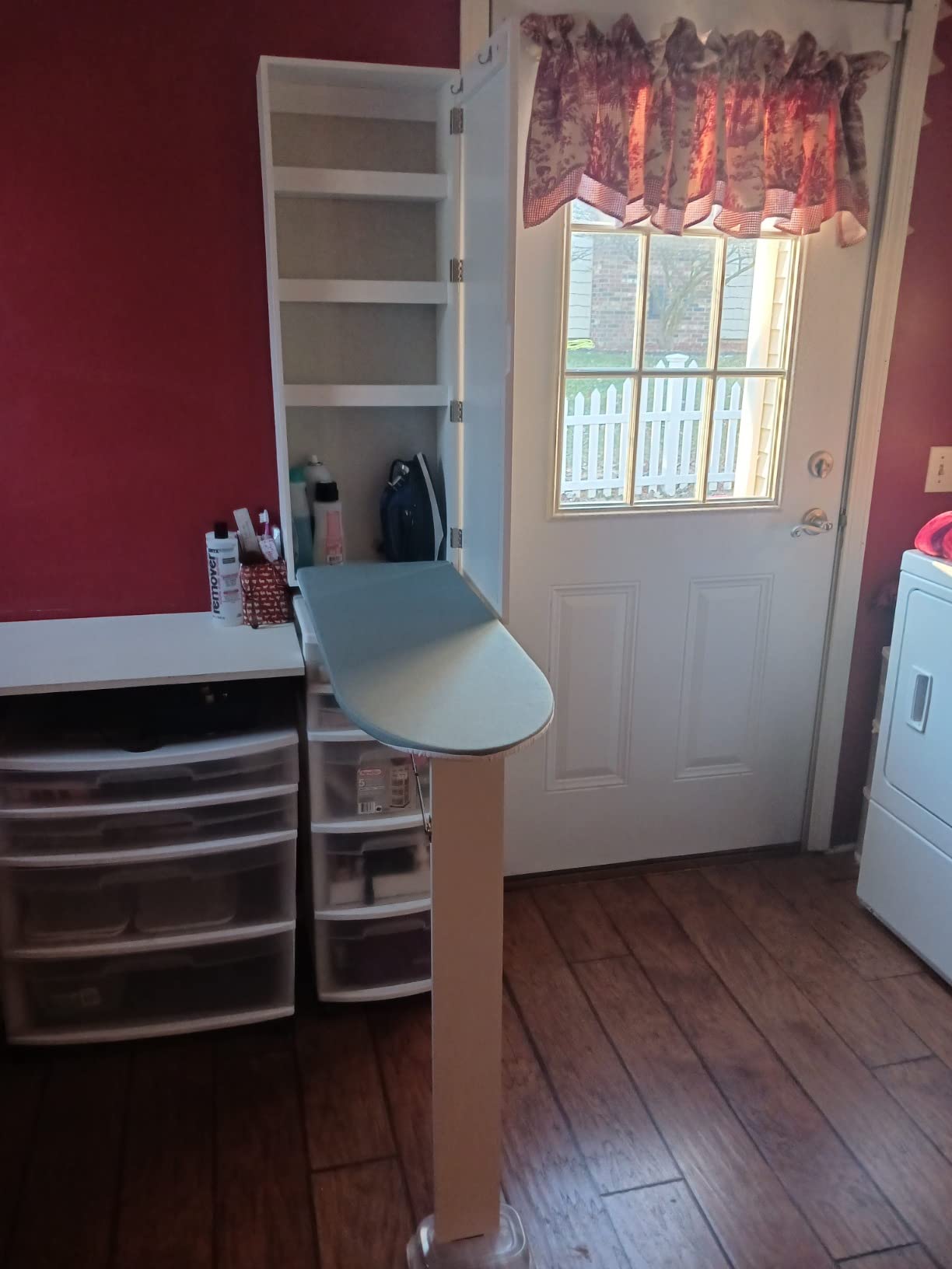 Wall Mounted Ironing Board with Storage Cabinet,Built in Ironing Board & Folding Support Leg, Wall-Mounted Mirrors for Home, Apartment & Small Spaces customer photo 2