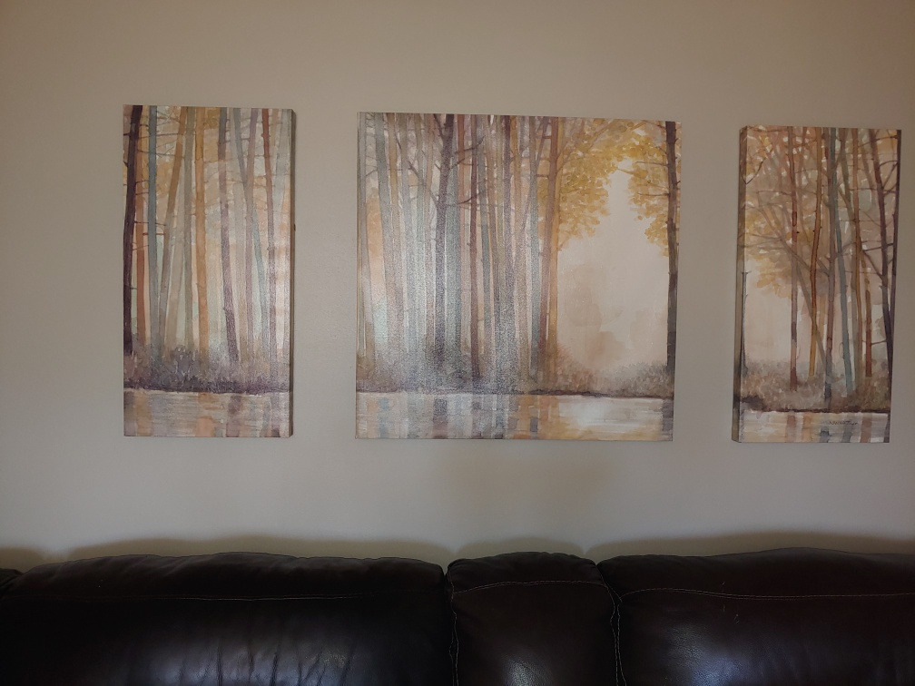 Madison Park Wall Art Living Room Décor - Triptych Scenery Watercolor Canvas, Home Accent Modern Dining Decoration, Ready to Hang Painting for Bedroom, Multi-Sizes, Natural Forest Reflection 3 Piece customer photo 2