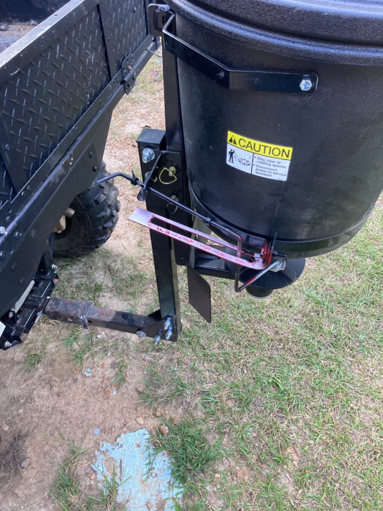 Buyers Products UTVS16 UTV/ ATV Broadcast Spreader, 150 lb Capacity, Receiver Hitch Mount, for Salt, Grass, Seed, Fertilizer & Feed, Adjustable Flow Gate, 12V Motor, Poly Hopper w/ Lid, All‑Season Use customer photo 1