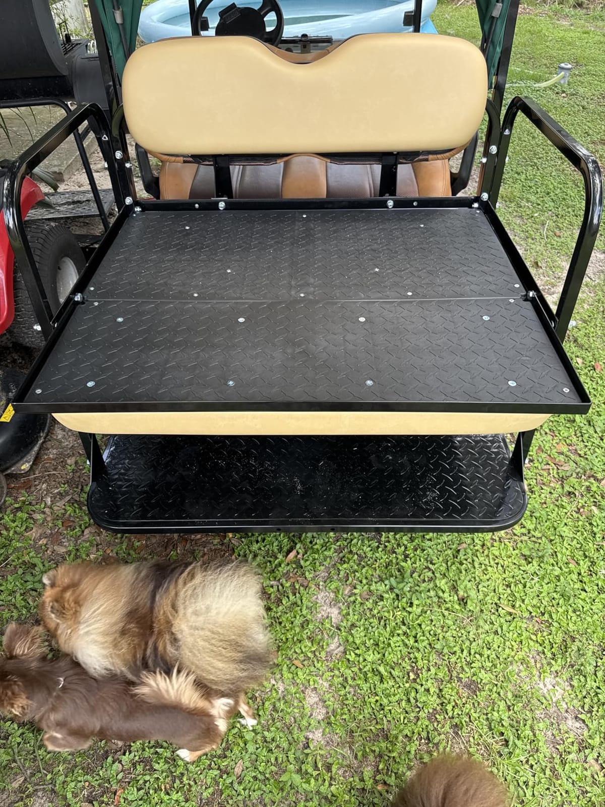 Performance Plus Carts EZGO TXT Golf Cart Flip Folding Rear Seat Kit (Tan) customer photo 2
