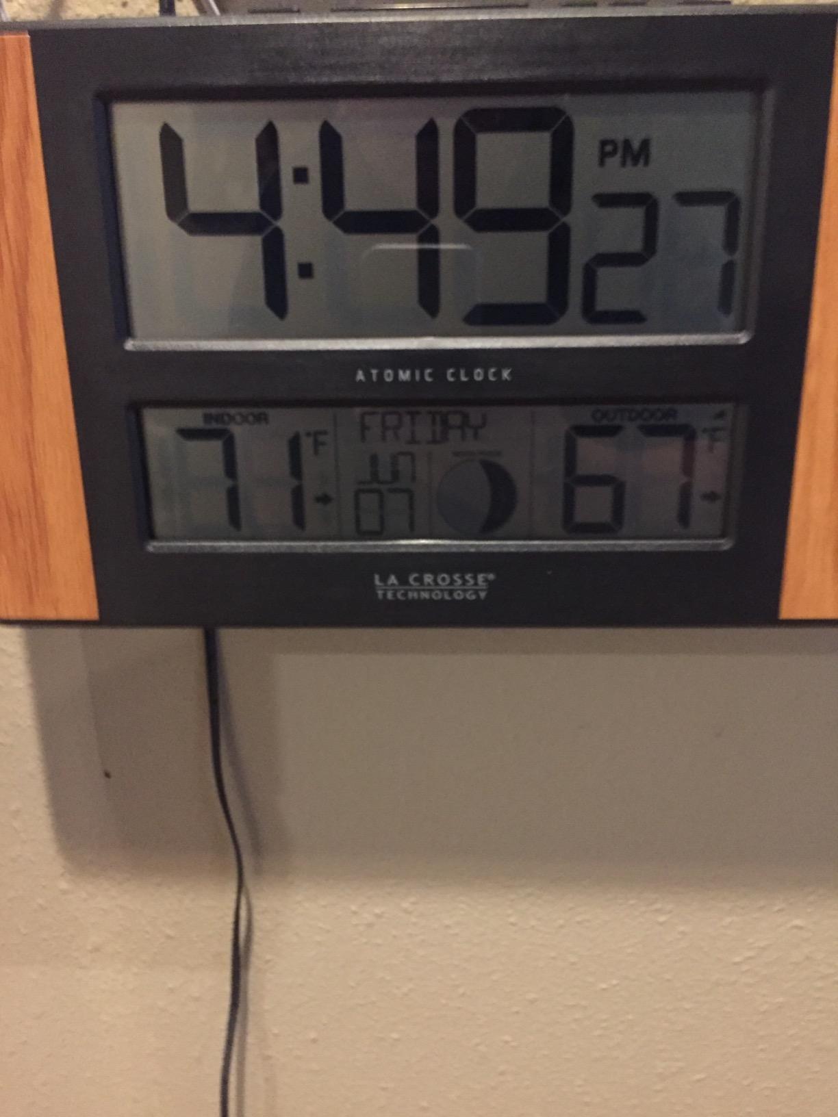 La Crosse Technology Atomic Digital Clock with Outdoor Temperature, Wood Oak, 0 customer photo 1