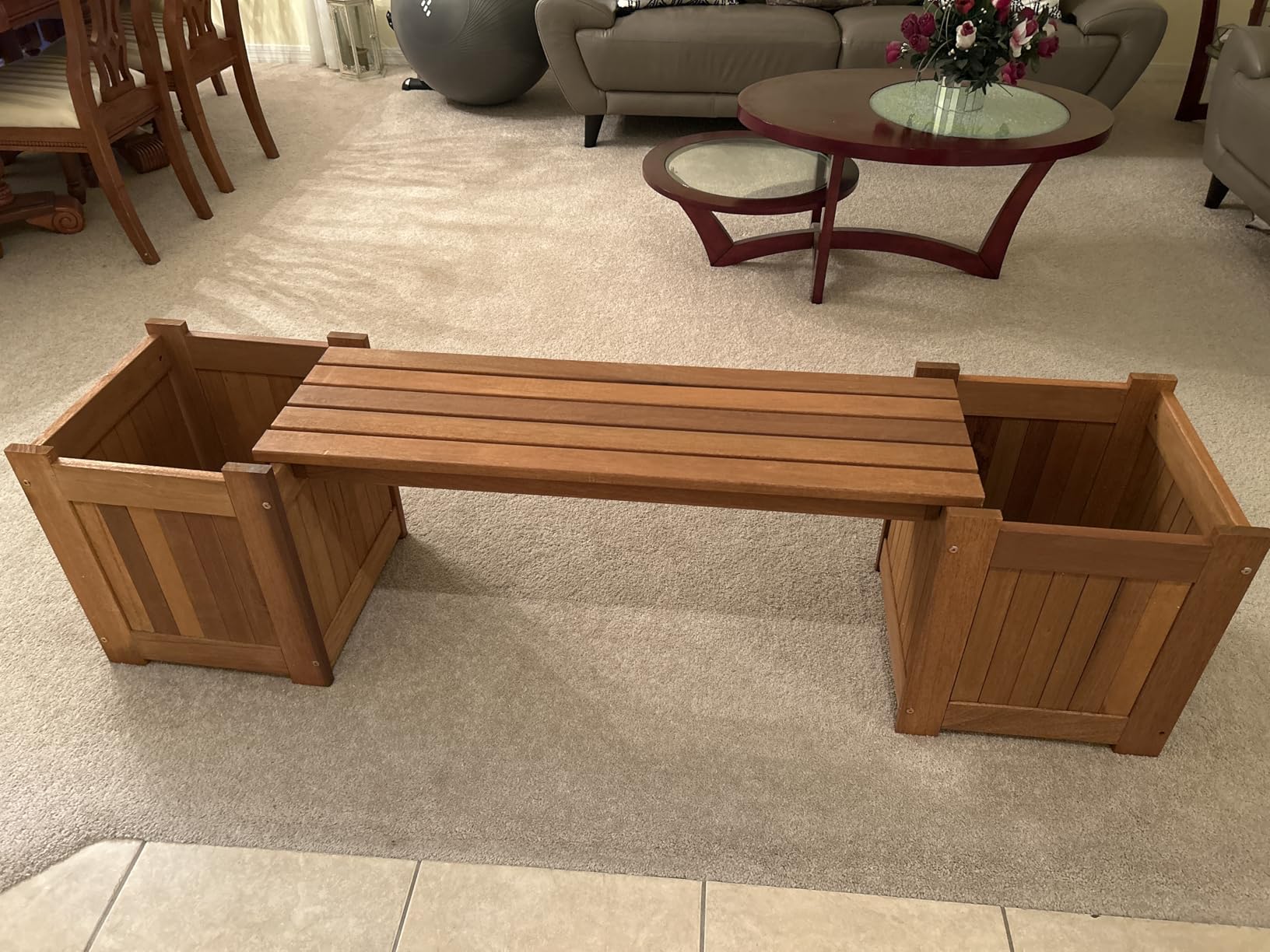 Furinno TIOMAN Outdoor Planter Box with Bench, Natural customer photo 1