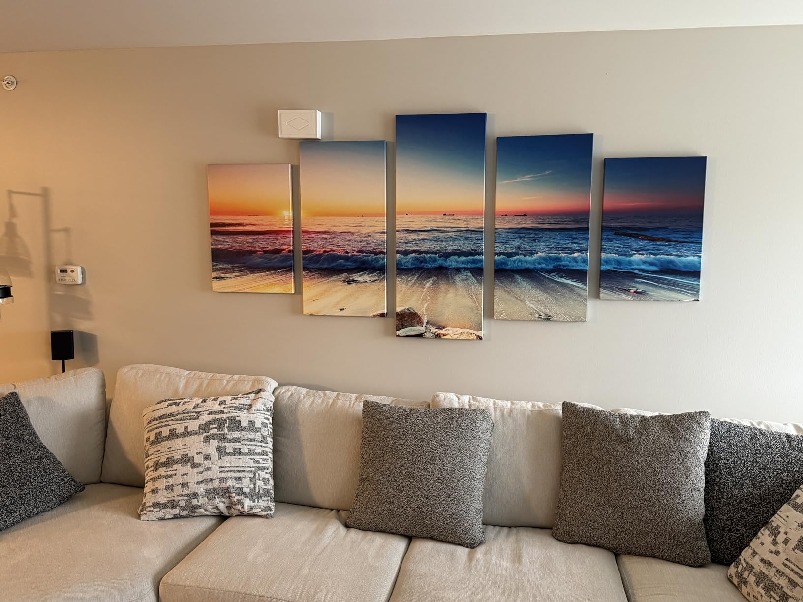 Pyradecor 5 Piece Large Modern Seascape Artwork Gallery Wrapped Ocean Sea Beach Pictures Canvas Prints Waves Paintings on Canvas Wall Art for Living Room Bedroom Home Decorations L customer photo 2