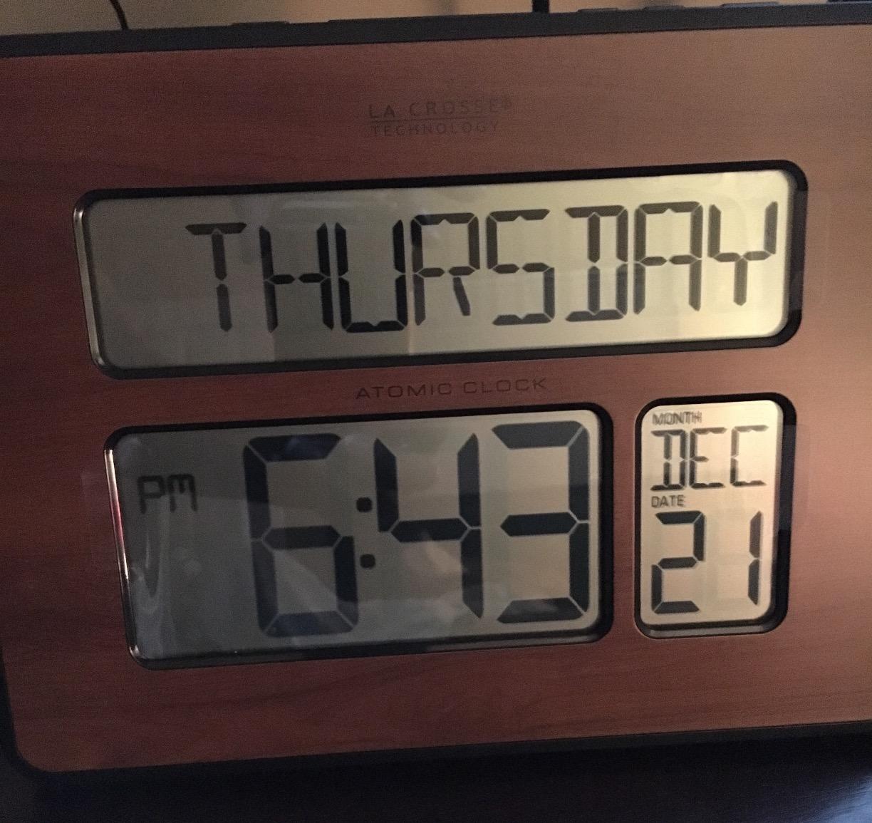 La Crosse Technology 513-1419-WA-INT Atomic Large Full Digital Calendar Clock, Walnut, 9.84