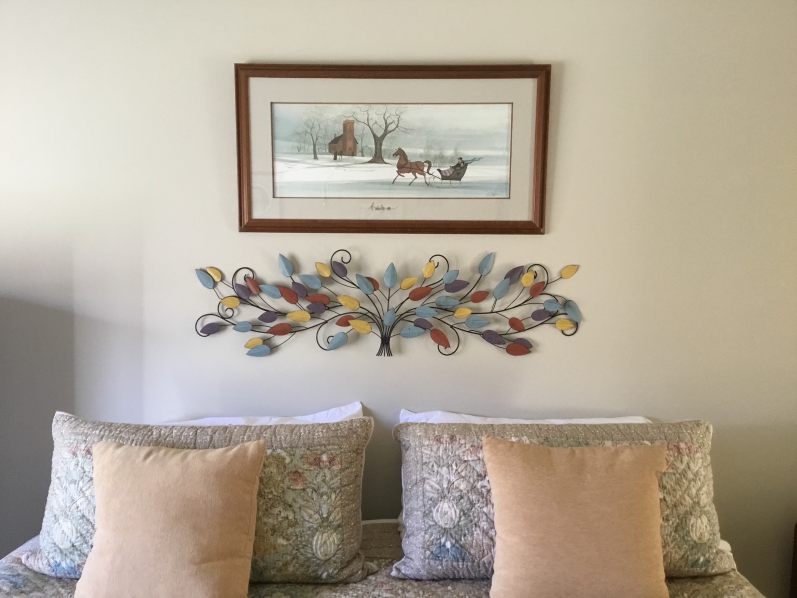 Bellaa 21987 Tree of Life Metal Wall Art Scroll Vine Olive Branch Leaf Decor Wrought Iron Rustic Sculptures Above the Bed Living Room Outdoor Garden Decoration Big Large Plaque Medallion 52 Inch customer photo 2