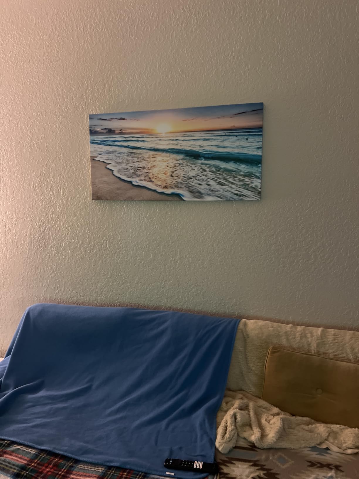 Baisuart S02250 Canvas Prints Wall Art Beach Sunset Ocean Waves Nature Pictures Stretched Canvas Wooden Framed for living Room Bedroom and Office customer photo 1