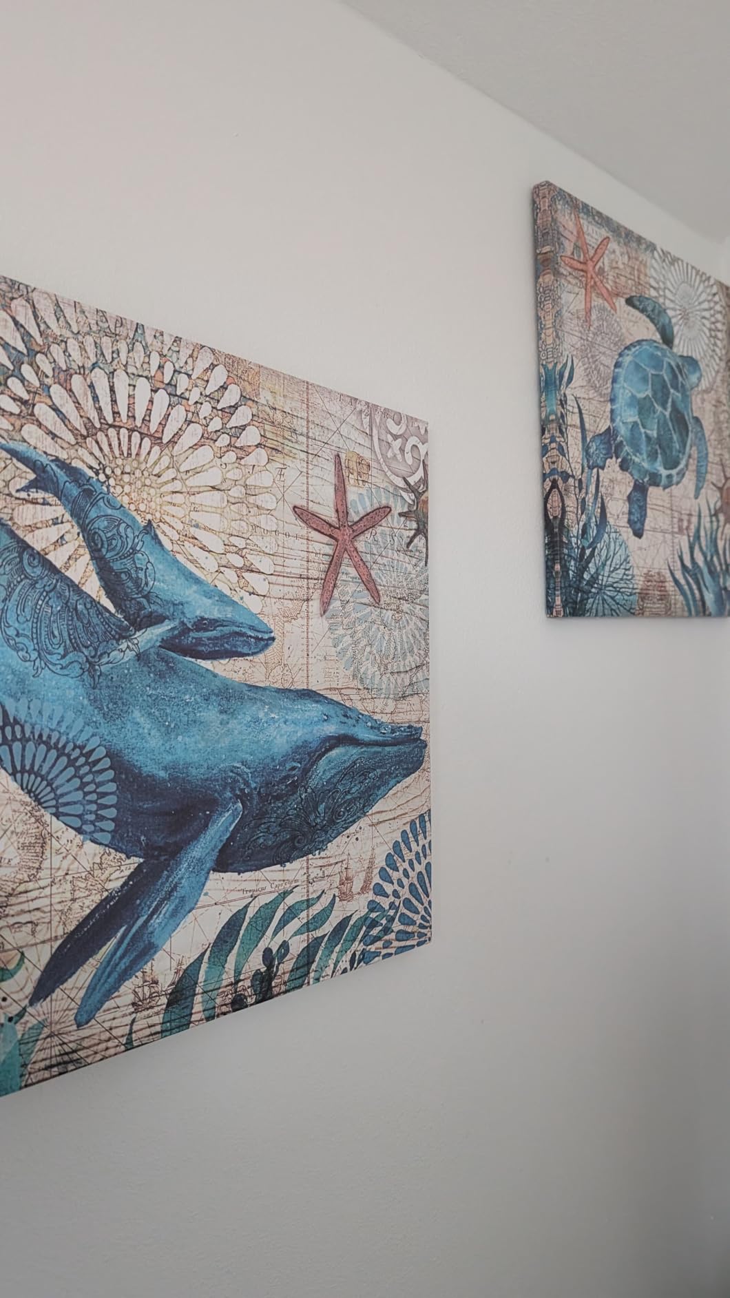 Bathroom Wall Art Beach Decor Ocean Sea Turtle Octopus Canvas Pictures Coastal Room Decor Teal Bathroom Accessories Vintage Whale Seahorse Poster Modern Nautical Painting Bedroom Home Decorations customer photo 2
