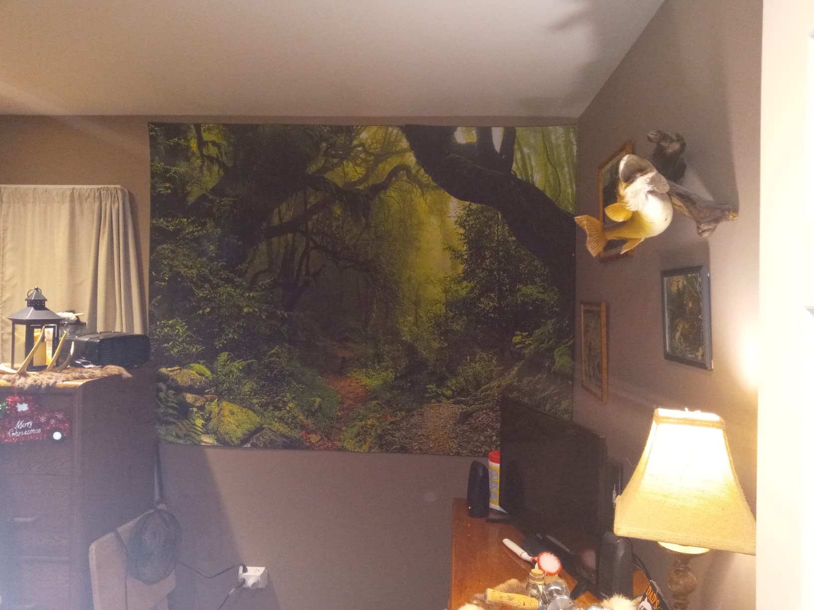 Leofanger Misty Forest Tapestry Nature Green Tree Wall Tapestry Virgin Rainforest Landscape Wall Hanging for Bedroom Living Room (51.2