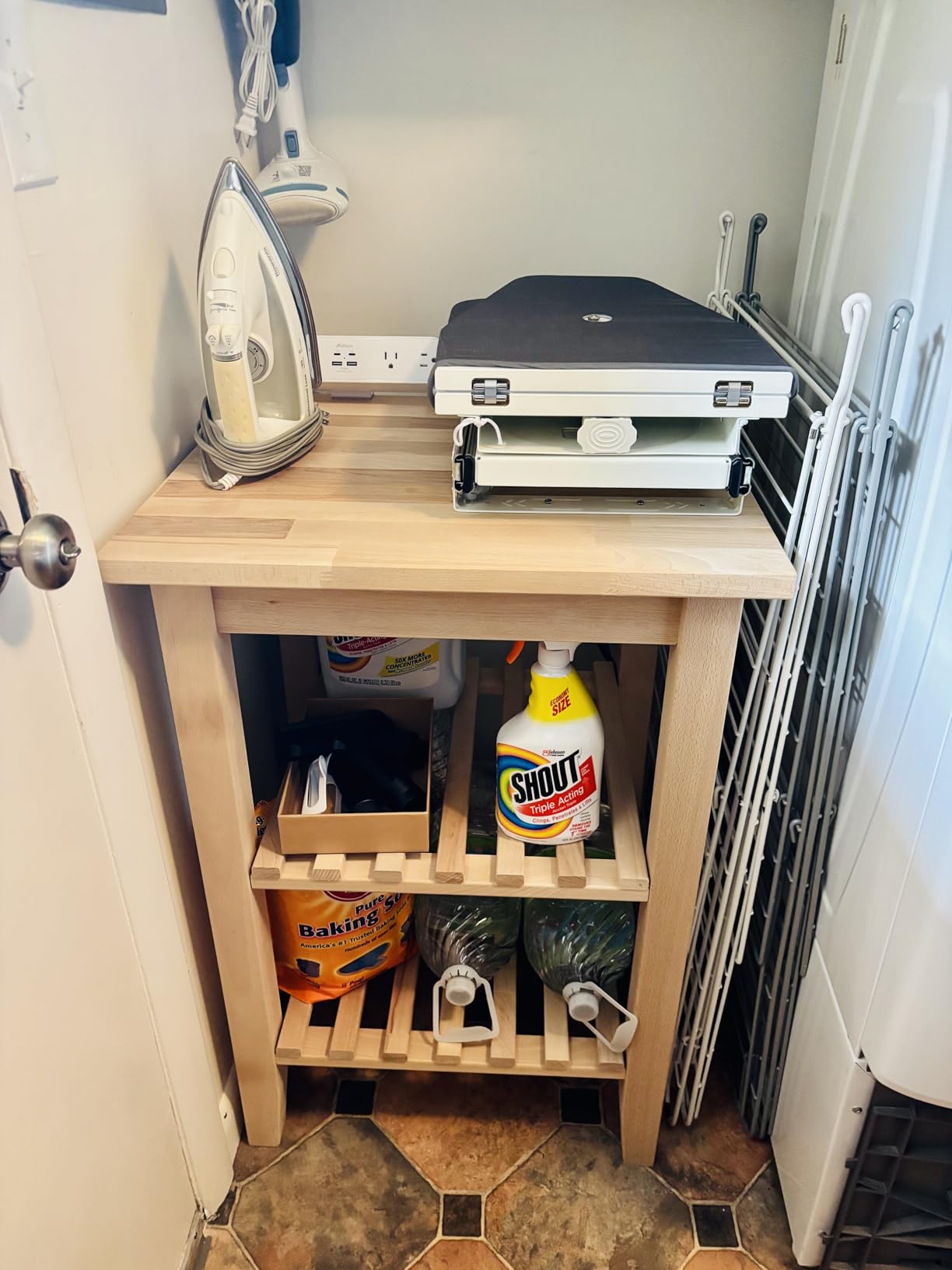 SAROSORA Retractable Ironing Board Closet Pull-Out Stow Away in The Cabinet Easy to Install (Navy Blue) customer photo 2