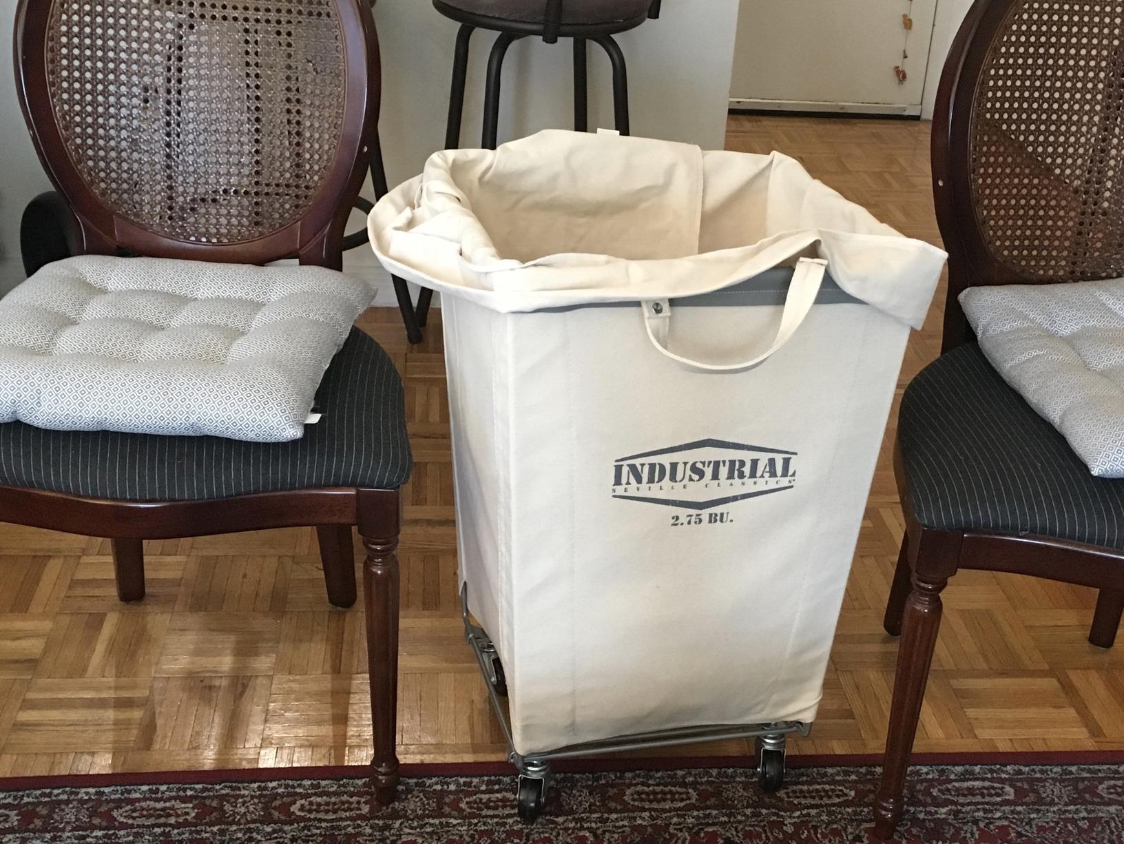 Heavy-Duty Canvas Laundry Hamper w/ Wheels, 18.1
