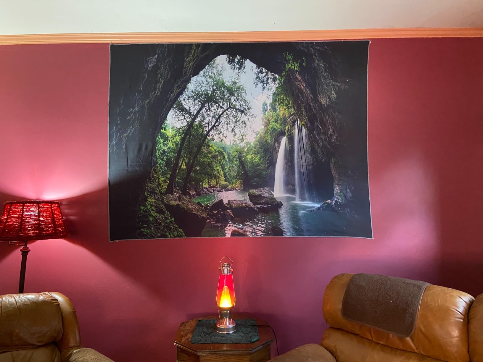 PROCIDA Mountain Cave Tapestry Forest Wall Hanging Waterfall Nature Landscape Wall Tapestry for Bedroom Living Room College Home Decorations 60