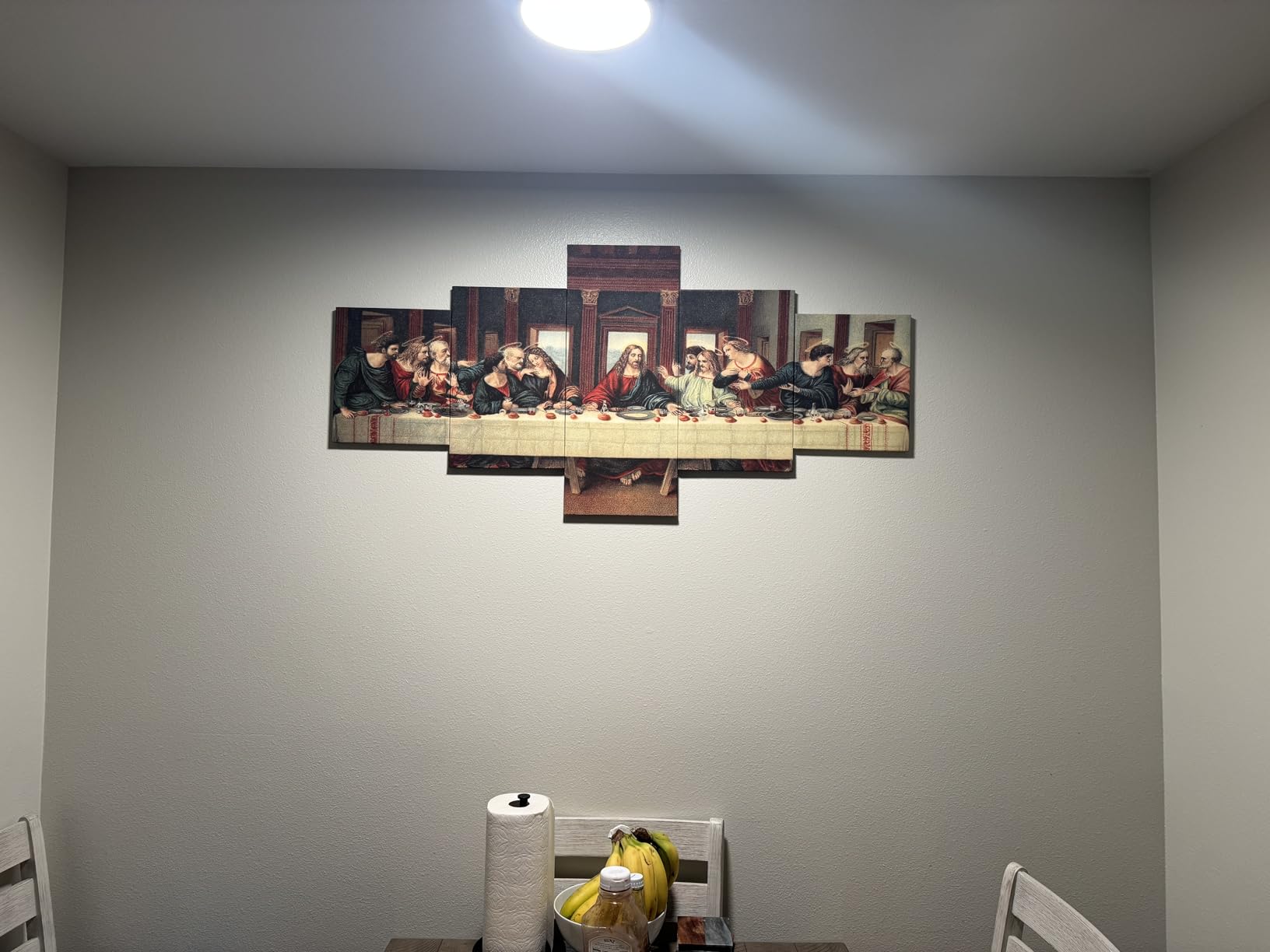 YOUHONG 5 Piece Last Supper Wall Art Christian Wall Decor Jesus Posters Leonardo Da Vinci Dining Room Decor The Last Supper Painting for Bedroom Living Room Decor (50''W x 24''H) customer photo 1