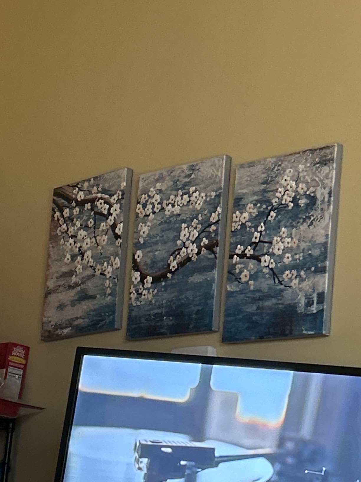 3 Piece Wall Art Hand-Painted Framed Flower Oil Painting On Canvas Gallery Wrapped Modern Floral Artwork for Living Room Bedroom Décor Teal Blue Lake Ready to Hang 12