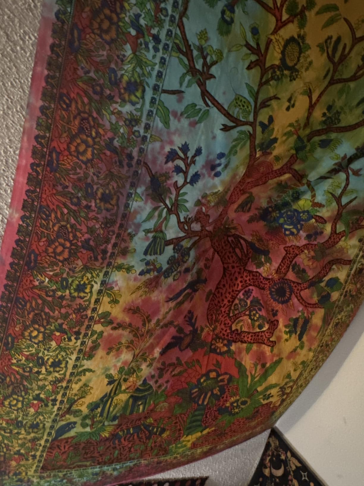 THE ART BOX Tapestry Green Tree of Life Wall Hanging – Indian Cotton Full Size Bedspread, Picnic Sheet, Wall Decor, Blanket, Wall Art for Bedroom (Full, 85x90 Inch) customer photo 1