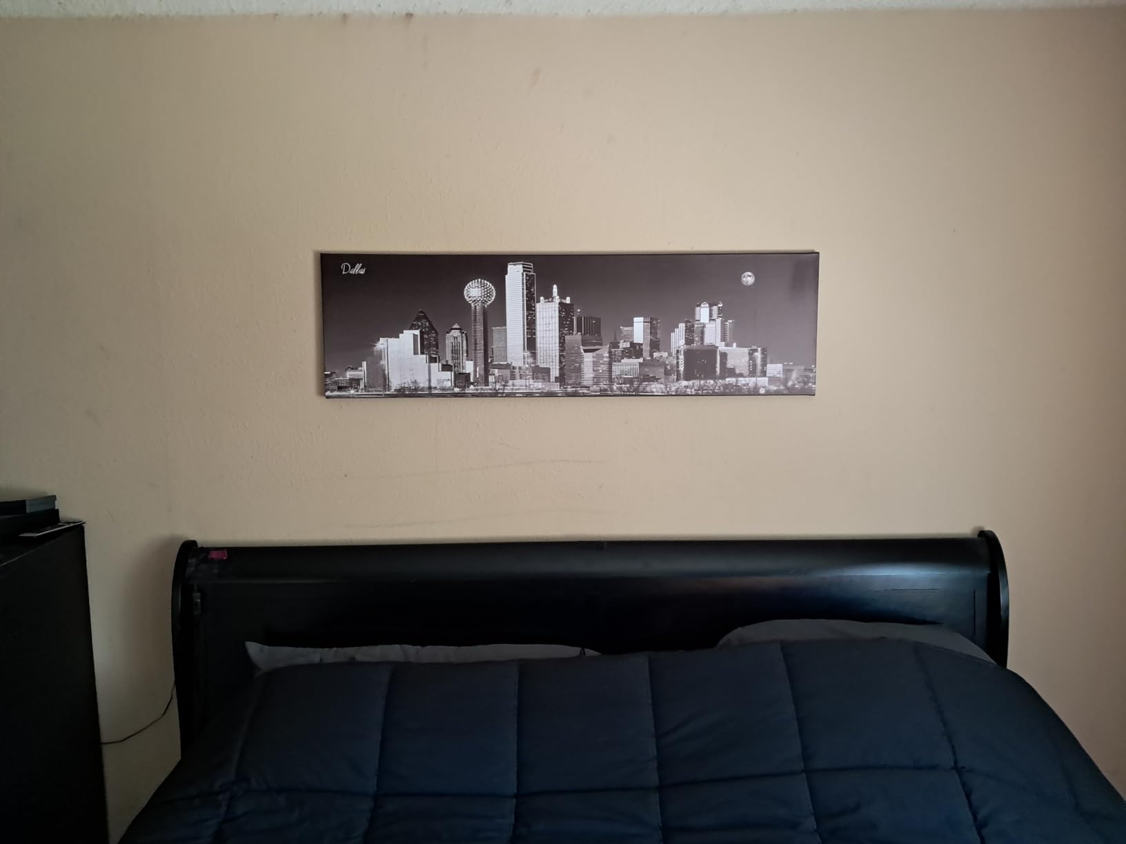 Detroit Skyline Wall Art Black and White USA Cityscape Picture for Living Room Night Michigan Wall Decor Downtown City Building Skyscraper Panoramic Painting Artwork Bedroom Office Decorations 14x48