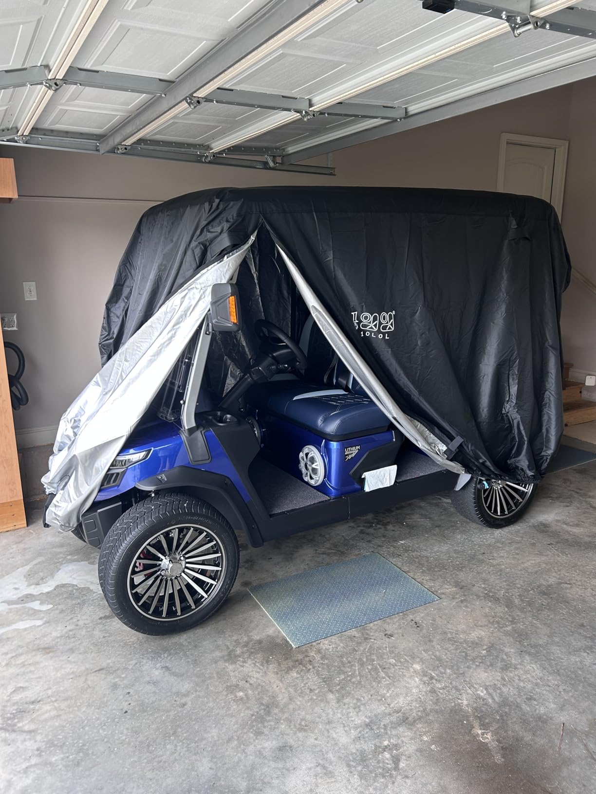 10L0L Golf Cart Cover 2/4/6 Passenger for Yamaha EZGO Club Car Covers | Heavy Duty Oxford Waterproof Cover, All-Weather Protection, UV/Wind Resistant, 3 Zipper Doors, For Daily Storage Black/Silver customer photo 1