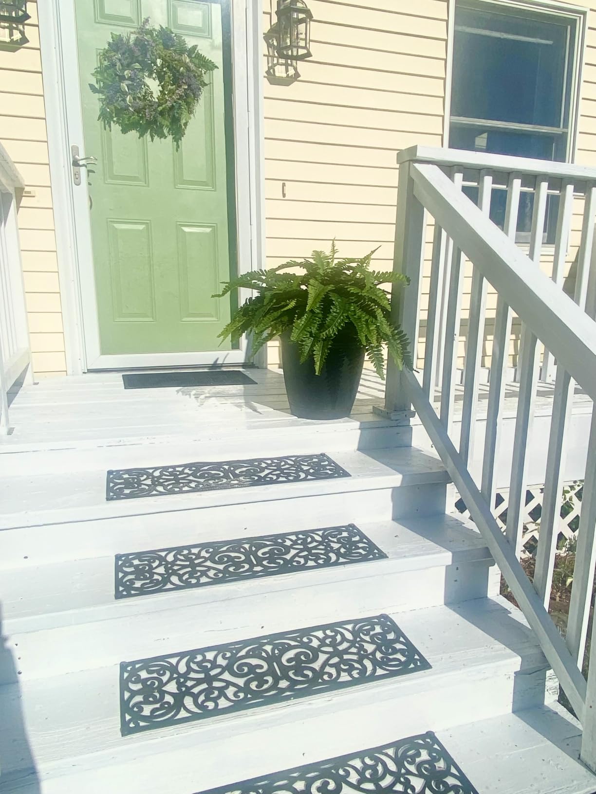 Rubber Stair Treads, Outdoor Stair Treads Non-Slip, Butterfly Designed Stair Tread Mats, Anti-Slip Step Mat - Set of 4 Include Stay-on-Kit, 30 x 10 Inches customer photo 1