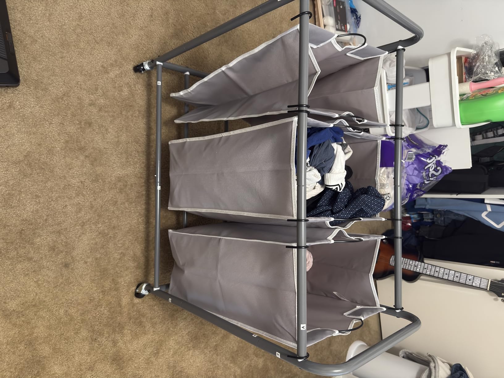 STORAGE MANIAC 3 Section Laundry Sorter, 35.6 Gal (135 L) Laundry Hamper Cart with Heavy Duty Rolling Lockable Wheels and Removable Bags, Clothes Organizer Basket Separator Hamper, Gray customer photo 1