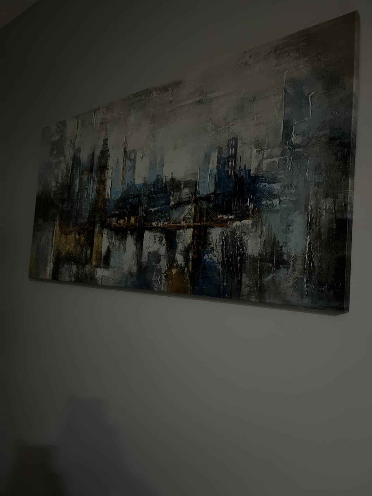 Pogusmavi Large Wall Art for Bedroom Abstract City View Canvas Art Modern Home Decor Gray Blue Buildings Prints for Bedroom Wall Art Office Artwork Wall Decor for Living Room Decor 24x48 inches customer photo 1