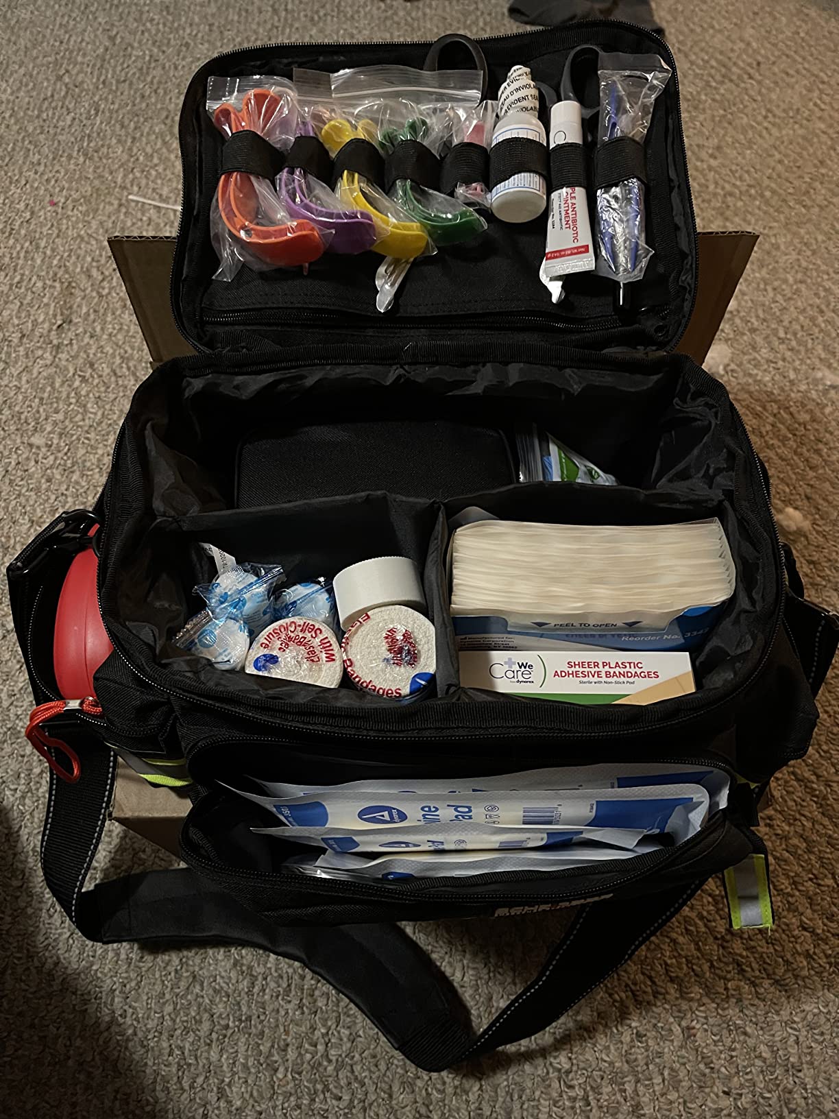 Scherber First Responder Fully-Stocked Professional Essentials EMT/EMS Trauma Kit | HSA/FSA Approved | Reflective Bag w/8 Zippered Pockets & Compartments & 200+ First Aid Supplies - Black customer photo 2