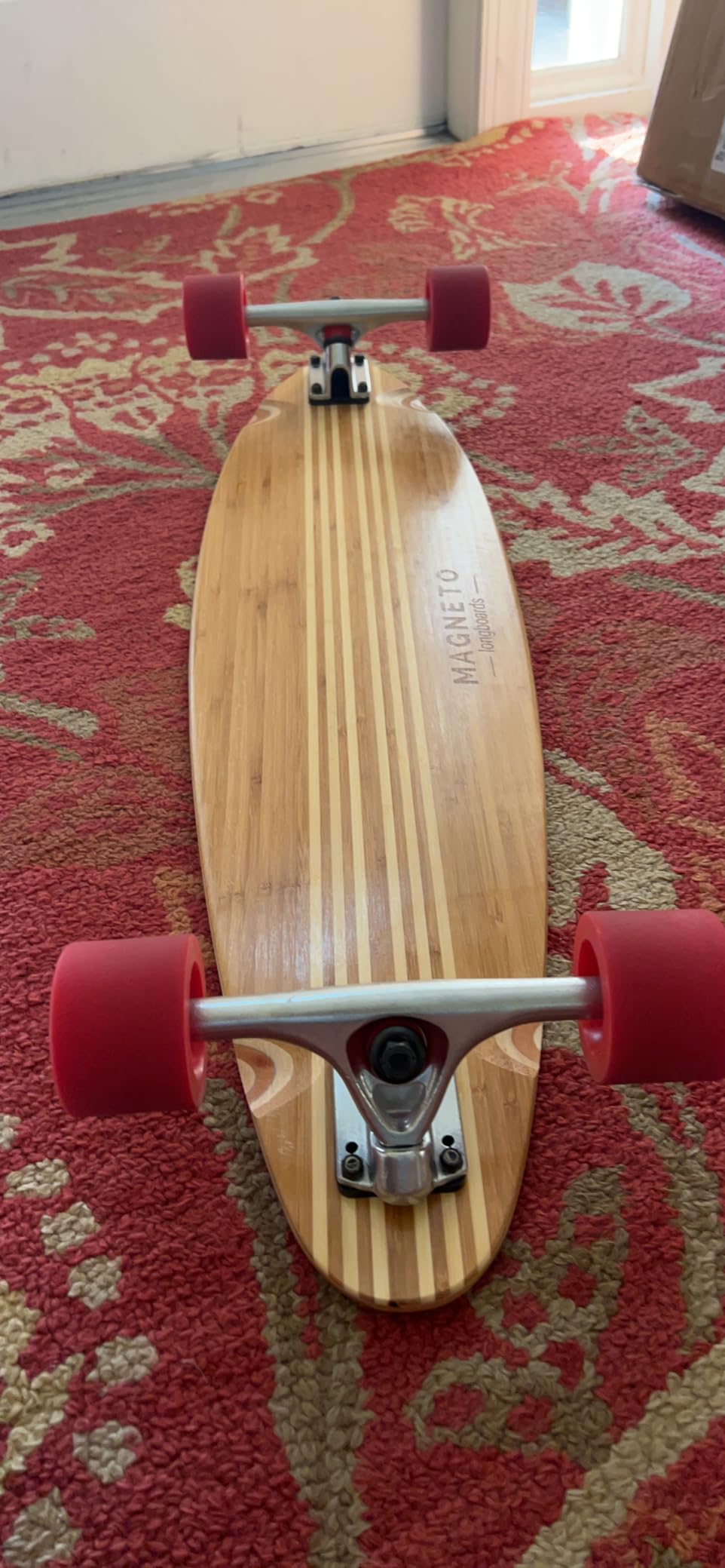Magneto Pintail Longboard Cruiser - 8-Ply Maple Deck for Skateboarding - 70mm Wheels for All-Terrain Longboard - Includes Skate Tool - 36 in x 9.5 in, Brown, Hana Short Pintail customer photo 1
