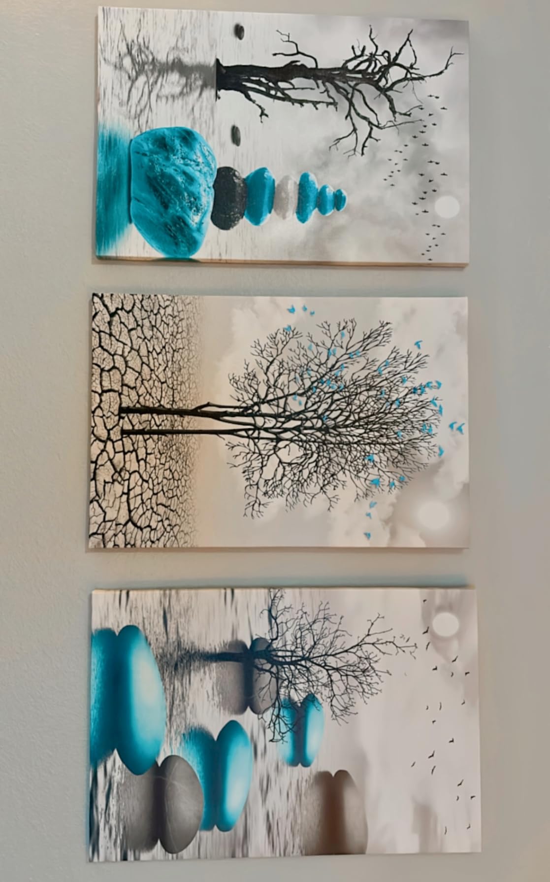 DZRWUBHS Abstract Wall Art for Living Room,3 Piece Modern Canvas Artworks Stones in The Water Zen Wall Decor Minimalist Meditation Picture Painting Prints for Bedroom Bathroom Hallway Home Office customer photo 1