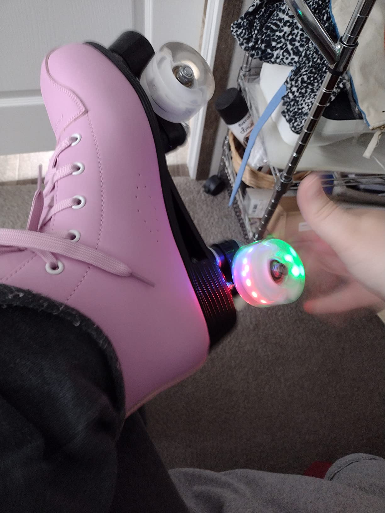 YYW Roller Skates for Women Men, High Top PU Leather Classic Double-Row, Indoor Outdoor, Beginner Shoes Bag customer photo 1