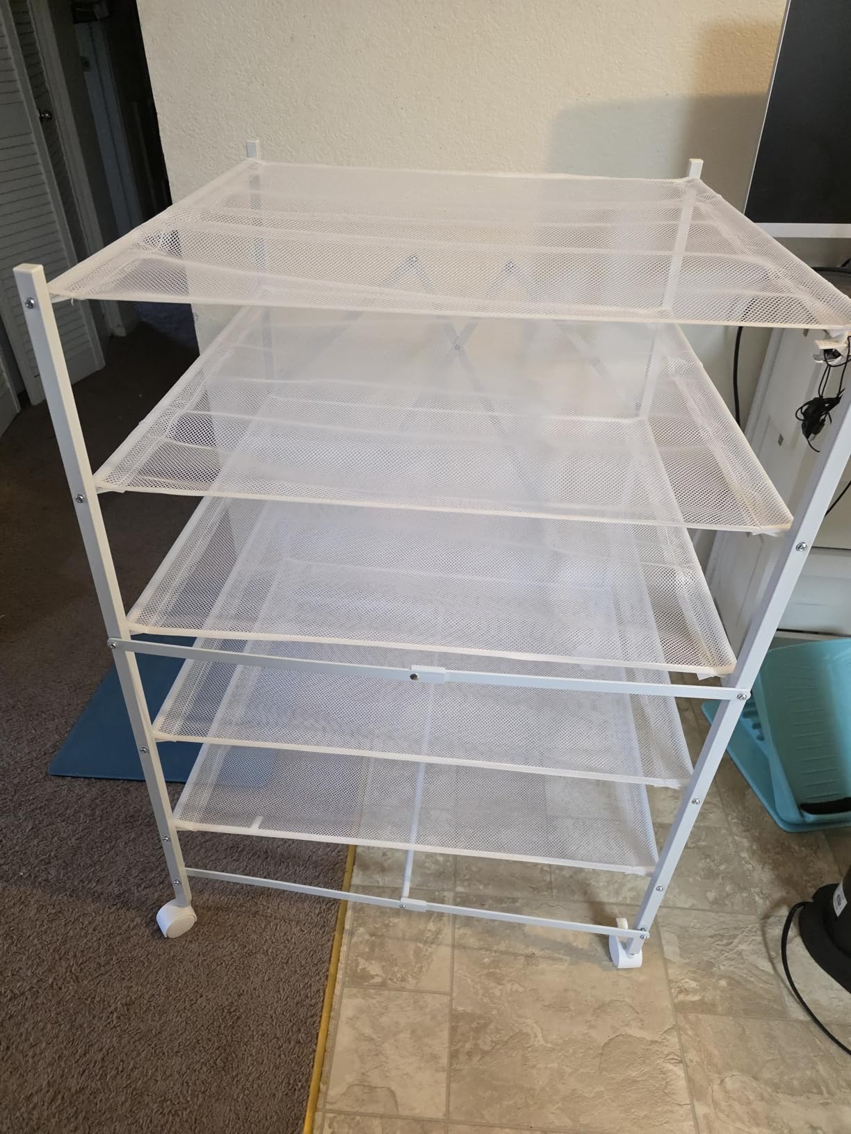 Honey-Can-Do 5-Tier Mesh Laundry Drying Rack with Wheels, Soft Nylon Flat Drying for Sweaters Delicates, Foldable Rolling Clothes Rack, 43 Linear Feet, Holds 30 lbs, White customer photo 2